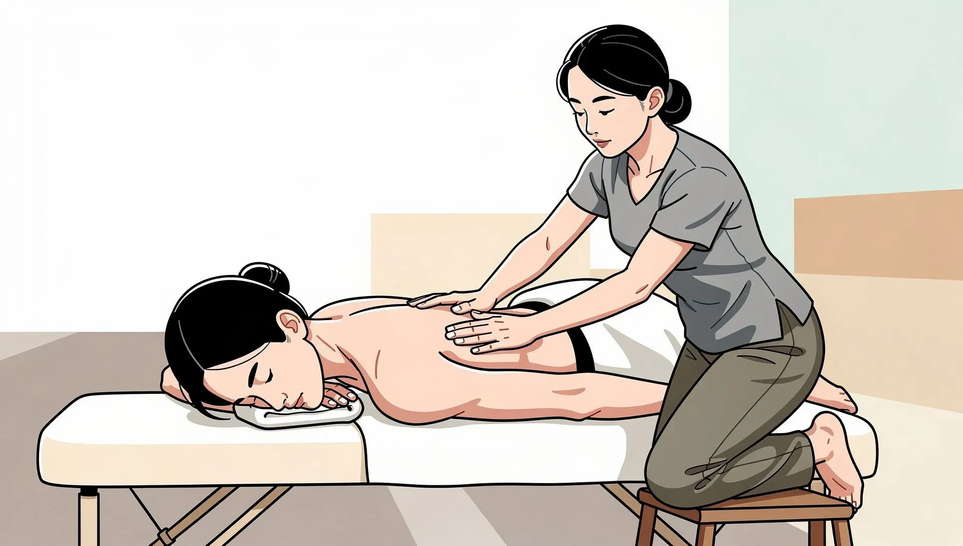 Close-up of a calming professional back massage